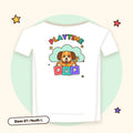 Playtime Pup kids' t-shirt in White with a cute puppy and ABC blocks spelling PUP