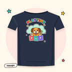 Playtime Pup kids' t-shirt in Midnight navy with a colorful puppy graphic