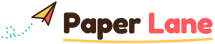Paper Lane kids' t-shirt shop logo with a paper airplane